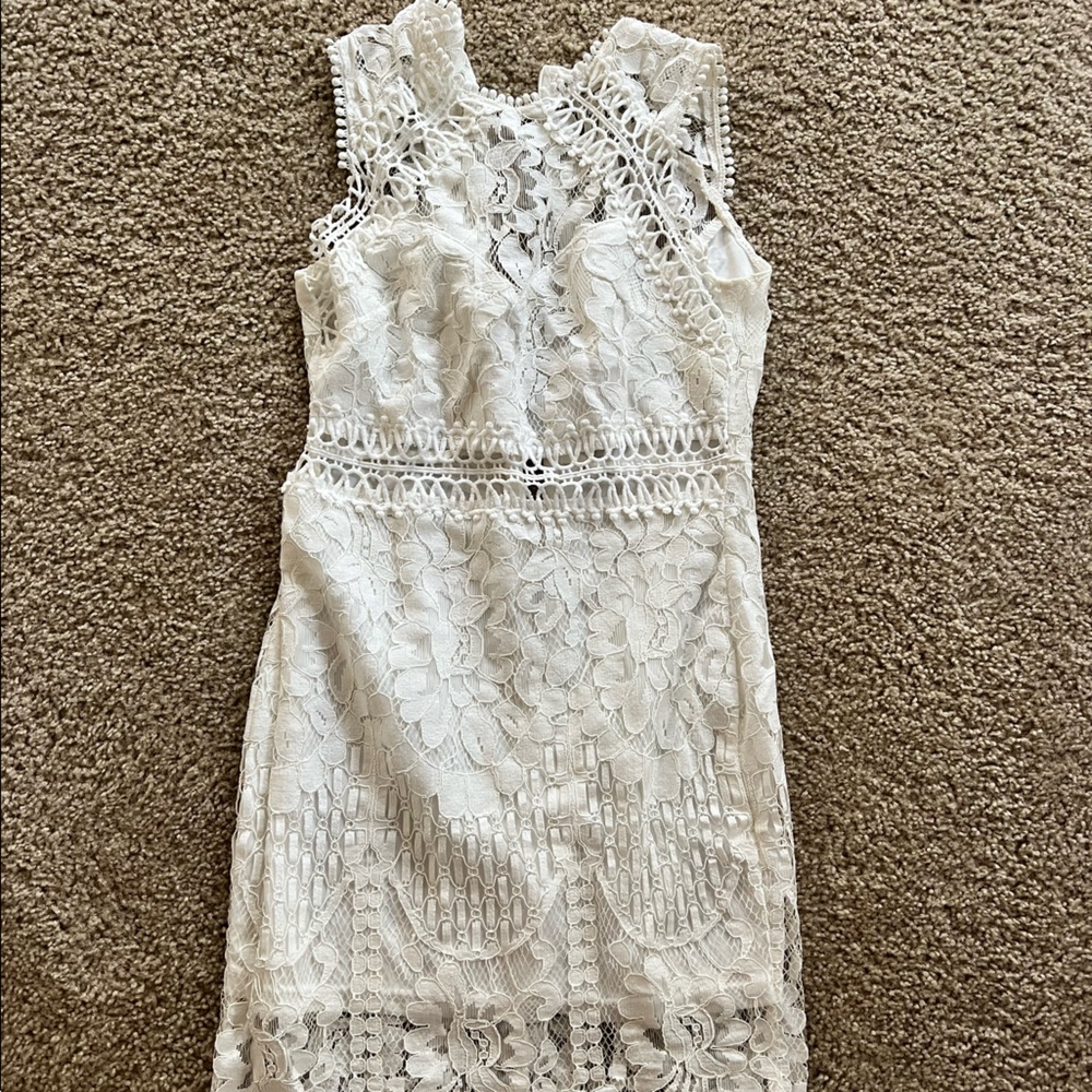 White short lace dress